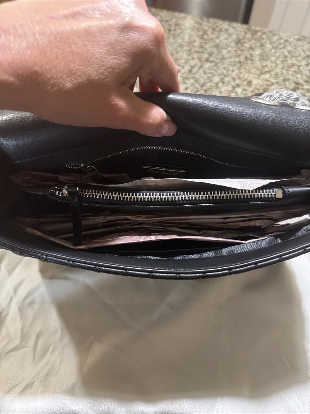 Tory Burch Black Quilted Leather Shoulder Bag with Chain Strap